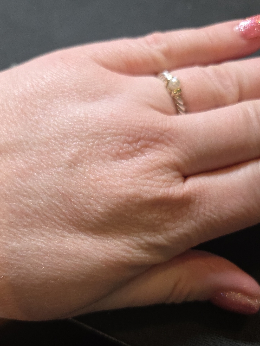 David Yurman Silver Twisted Cable Ring with White Pearl - Picture 4 of 4